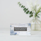 Carte De Visite Arrière - plan en marbre bleu or (Debout devant)