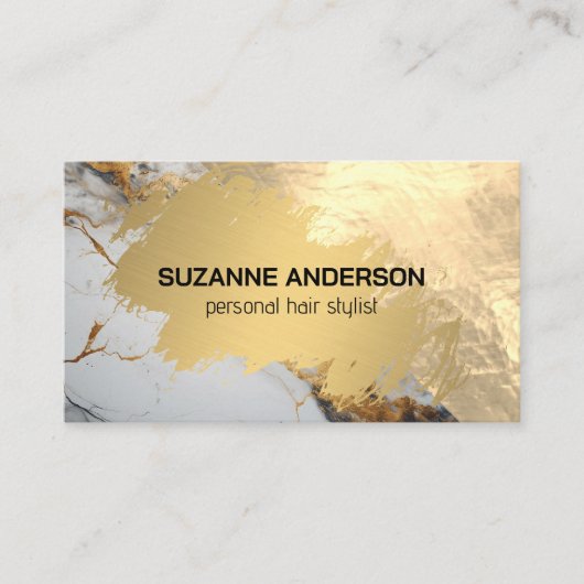Carte De Visite Arrière - plan en marbre brossé or (Devant)
