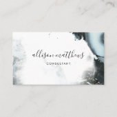 Carte De Visite Arrière - plan en marbre noir gris glacé (Devant)