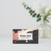 Carte De Visite Arrière - plan en marbre noir rose (Debout devant)