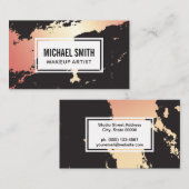 Carte De Visite Arrière - plan en marbre noir rose (Devant / Derrière)