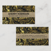 Carte De Visite Arrière-plan en marbre verni d'or noir (Devant / Derrière)