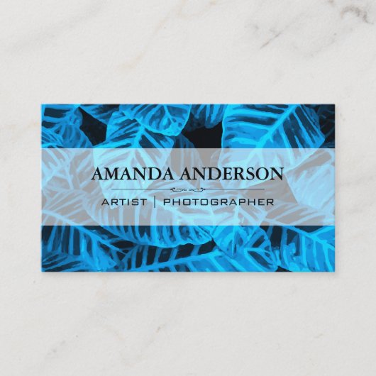 Carte De Visite Arrière - plan Feuille bleu tropical (Devant)