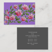 Carte De Visite Arrière - plan floral d'améthyste de rose de rose (Devant / Derrière)