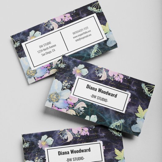 Carte de visite Arrière - plan floral foncé modern