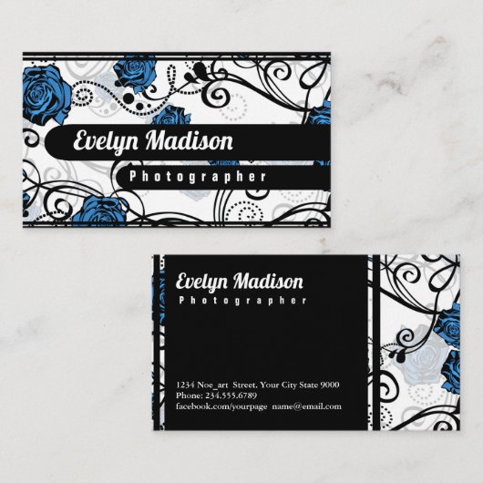 Carte De Visite Arrière - plan Floral Pattern c0945 (Devant / Derrière)