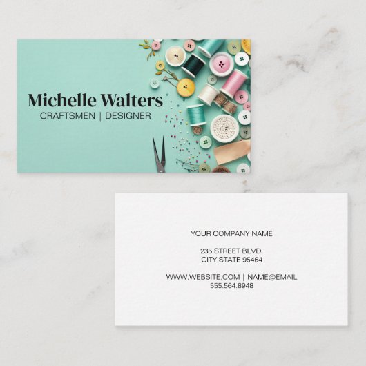 Carte De Visite Arrière - plan Fournitures de couture | Thread d'a (Devant / Derrière)