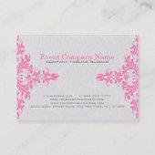 Carte De Visite Arrière - plan Gris Clair Et Dentelle Florale Rose (Dos)