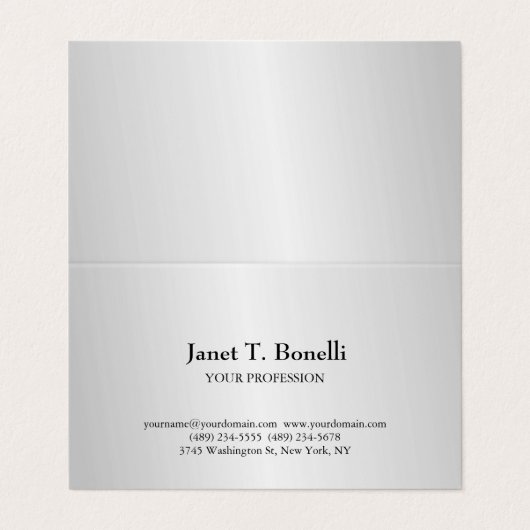 Carte De Visite Arrière - plan gris élégant Plain simple professio (Extérieur déplié)