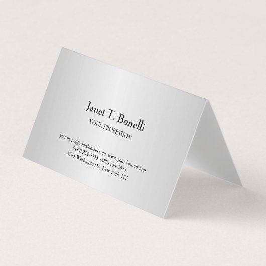 Carte De Visite Arrière - plan gris élégant Plain simple professio (Devant)