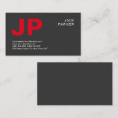 Carte De Visite Arrière - plan gris élégant Red Monogram Professio (Devant / Derrière)