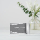 Carte De Visite Arrière - plan Gris en papier déchiré (Debout devant)