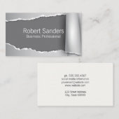 Carte De Visite Arrière - plan Gris en papier déchiré (Devant / Derrière)