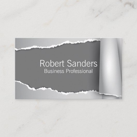 Carte De Visite Arrière - plan Gris en papier déchiré (Devant)
