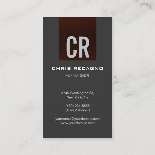 Carte de visite Arrière - plan gris rouge brun ver (Devant)