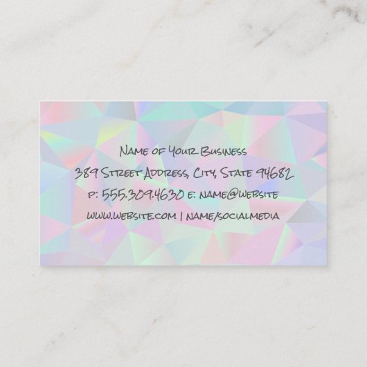 Carte De Visite Arrière - plan holographique géométrique | Code QR (Dos)