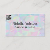 Carte De Visite Arrière - plan holographique géométrique | Code QR (Devant)