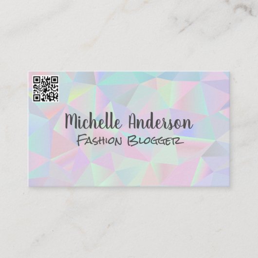 Carte De Visite Arrière - plan holographique géométrique | Code QR (Devant)