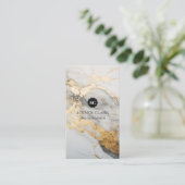 Carte De Visite Arrière - plan Marbre blanc d'or | Lux (Debout devant)