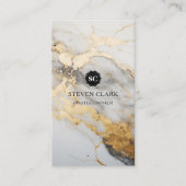 Carte De Visite Arrière - plan Marbre blanc d'or | Lux (Devant)