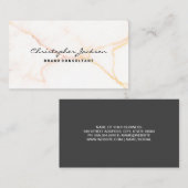 Carte De Visite Arrière - plan Marbre blanc Orange (Devant / Derrière)