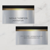 Carte De Visite Arrière - plan métallique argent or | Maillage noi (Devant / Derrière)