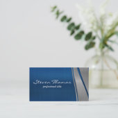 Carte De Visite Arrière - plan métallique gris bleu (Debout devant)