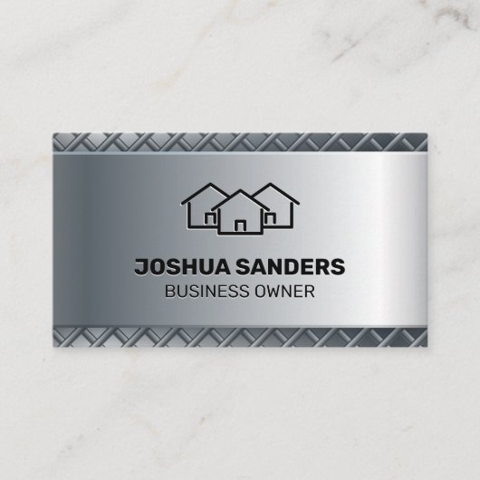 Carte De Visite Arrière - plan métallique | Icône Maisons (Devant)