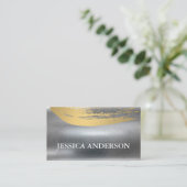 Carte De Visite Arrière - plan métallique | Or brossé (Debout devant)