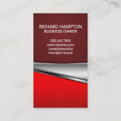 Carte De Visite Arrière - plan métallique rouge | Monogramme (Dos)