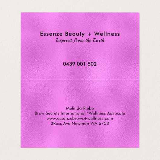 Carte De Visite Arrière - plan moderne rose chaud chatoyant (Intérieur déplié)