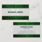 Carte De Visite Arrière - plan Monogram Green Grunge #2 (Devant / Derrière)