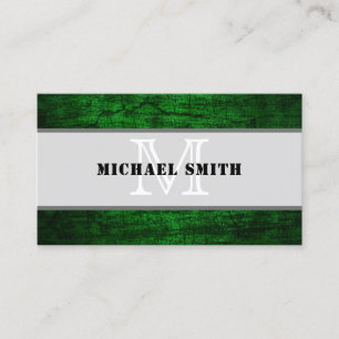 Carte De Visite Arrière - plan Monogram Green Grunge #2