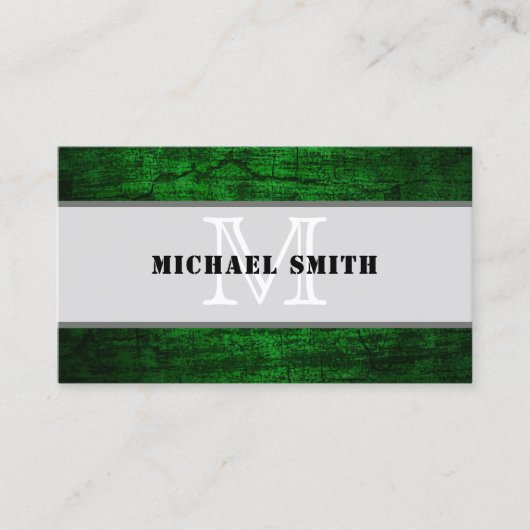 Carte De Visite Arrière - plan Monogram Green Grunge #2 (Devant)