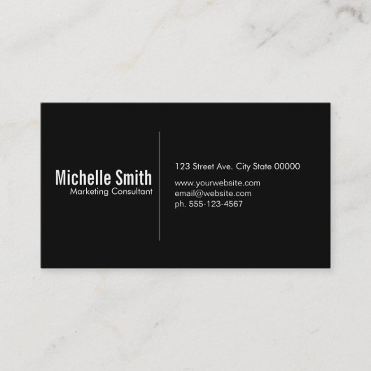 Carte De Visite Arrière - plan noir avec ligne Divider (Devant)