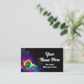 Carte De Visite Arrière - plan noir avec roses arc-en-ciel (Debout devant)