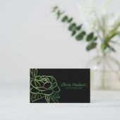 Carte De Visite Arrière - plan noir Fleur verte (Debout devant)