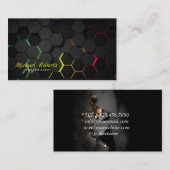Carte De Visite Arrière - plan noir moderne avec Hexagon (Devant / Derrière)