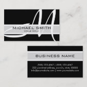 Carte De Visite Arrière - plan noir moderne Monogramme (Devant / Derrière)