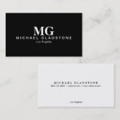 Carte De Visite Arrière - plan noir Monogramme (Devant / Derrière)