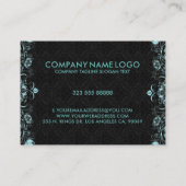 Carte De Visite Arrière - plan noir Pastel Blue Floral (Dos)