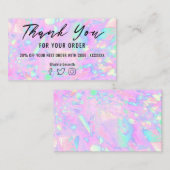 Carte De Visite arrière - plan opal rose merci (Devant / Derrière)