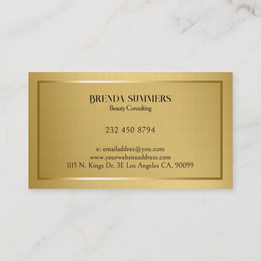 Carte De Visite Arrière - plan or avec cadre (Dos)