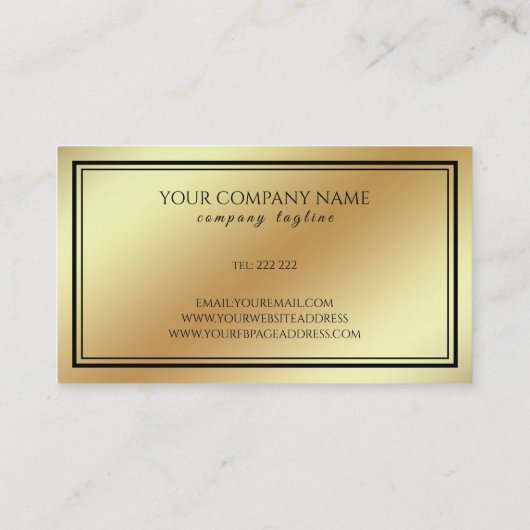 Carte De Visite Arrière - plan Or Et Cadre Noir (Dos)