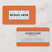 Carte De Visite Arrière - plan orange de carottes profondes monogr (Devant / Derrière)