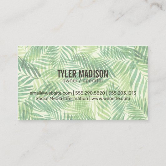 Carte De Visite Arrière - plan Palm Leaf (Dos)