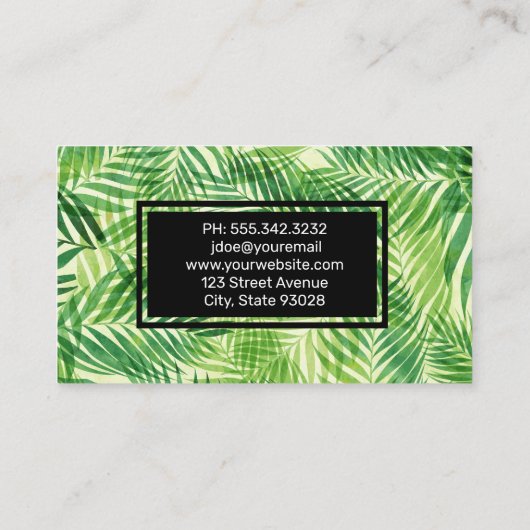 Carte De Visite Arrière - plan Palm Leaf (Dos)