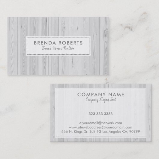 Carte De Visite Arrière - plan planches blanches blanchies (Devant / Derrière)