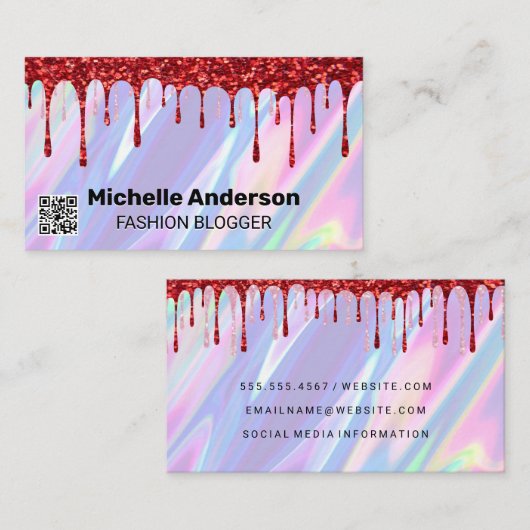 Carte De Visite Arrière - plan Rainbow Liquid | QR | PARTIES SCINT (Devant / Derrière)