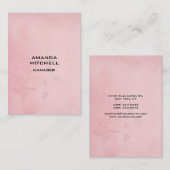 Carte De Visite Arrière - plan rose floral vertical Plain moderne (Devant / Derrière)